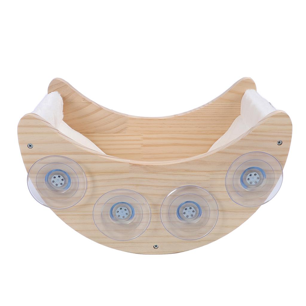 Cat Window Bed with Strong Suction Cup Pine Wood Safe Comfortable Easy to Install Window Mounted Cat Perch