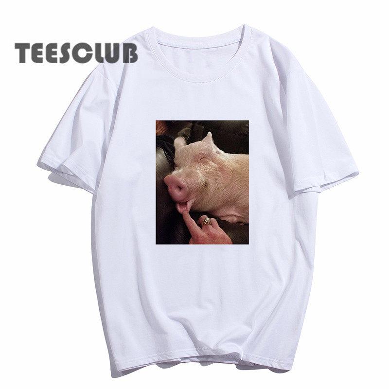 Cute Little Fragrant Pig Unisex T Shirt Summer Personalized Pig Print Childrens and Adult Fashionable Casual Style Tshirt