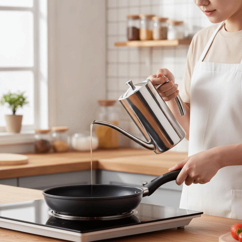 Drip-Proof 304 Stainless Steel Oil Pot Integrated Oil Storage Container Kitchen Oil Bottle Chef