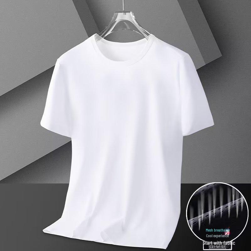 Распродажа мужской летней одежды: Футболка Ice Silk Mesh с короткими рукавами, однотонная