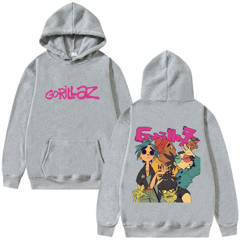Худи Gorillaz Мужское Женское Хип-Хоп Мода Оверсайз Флисовые Худи Мужская Готика Рок Альтернативная Толстовка с Капюшоном