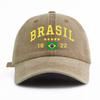 1 шт. Стильная washed бейсболка BRASIL для взрослых, минималистичный ретро-стиль, повседневная, мягкая, регулируемая, кепка для папы, идеальна в качестве подарка