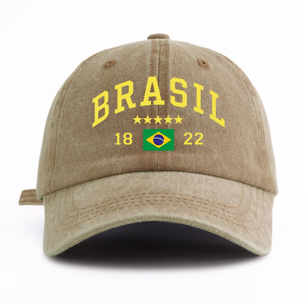 1 шт. Стильная washed бейсболка BRASIL для взрослых, минималистичный ретро-стиль, повседневная, мягкая, регулируемая, кепка для папы, идеальна в качестве подарка