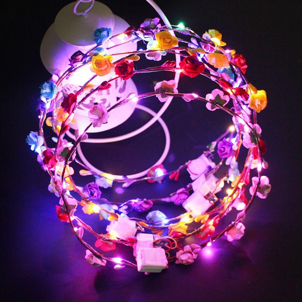 Bride Birthday Party Simulation Flower Glowing Wreath Flower Crowns Wreath Headband Beach Headband