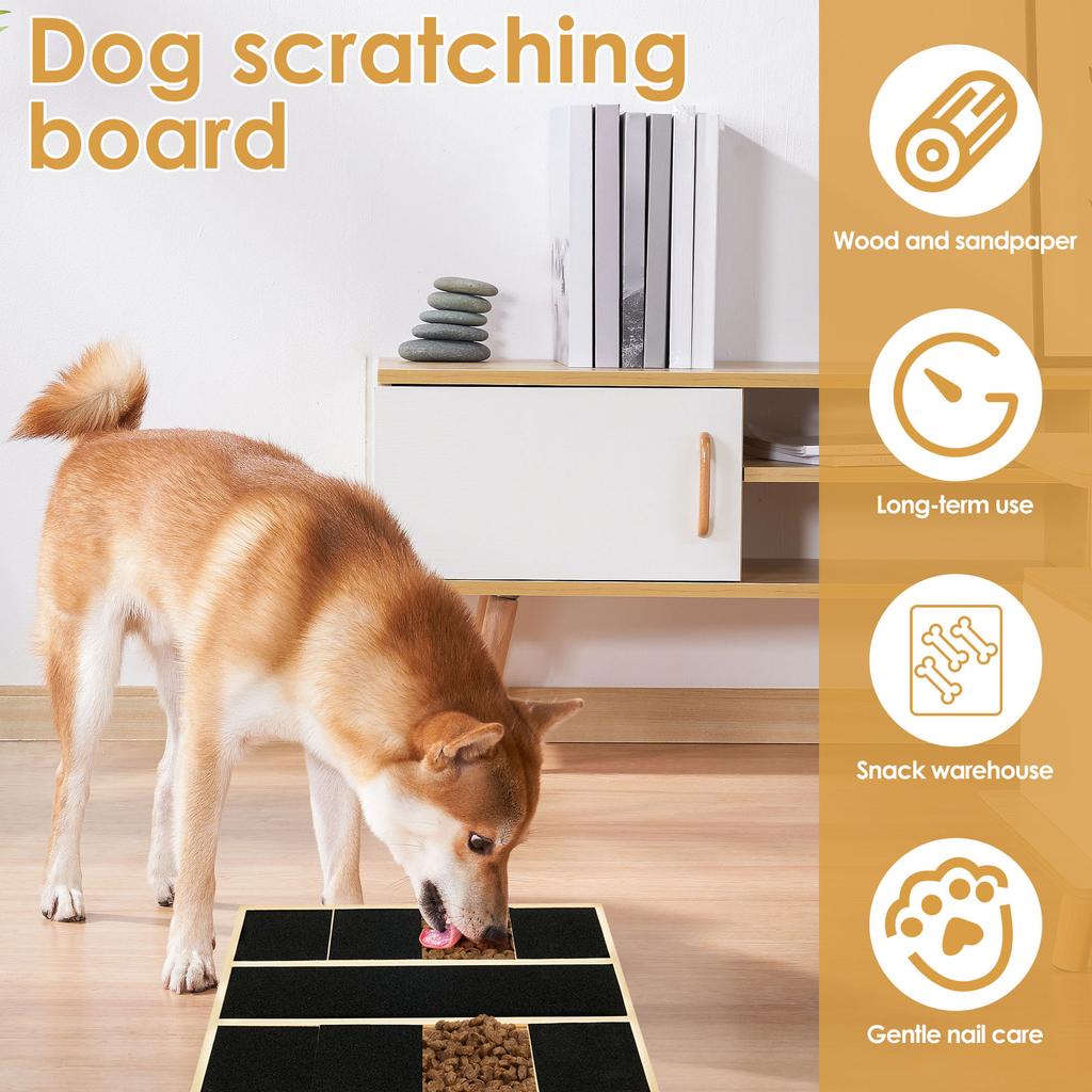 Dog Nail Scratch Pad Stable Nonslip Dog Nail File Board with Replacement Black Sandpaper Dog Toy Built in Snack Box Pet Supplies