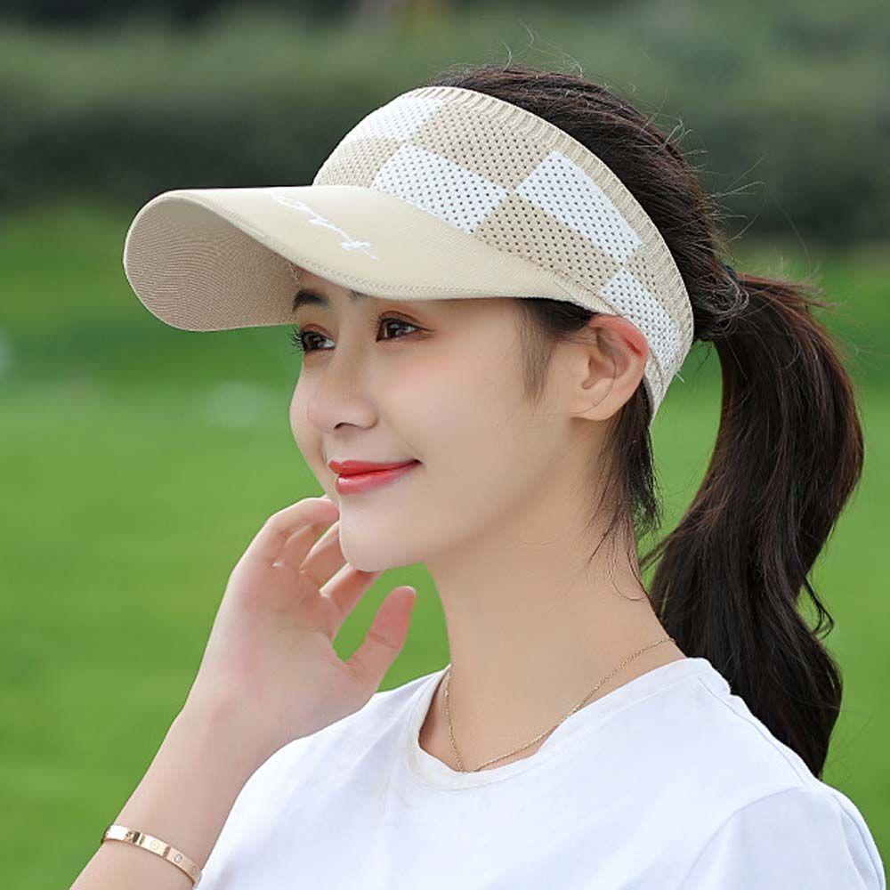 Summer Knitted Hat Sun Visor Letter Hollow Beach Cap Sun Hat Baseball Cap Empty Top Hat Sun Cap