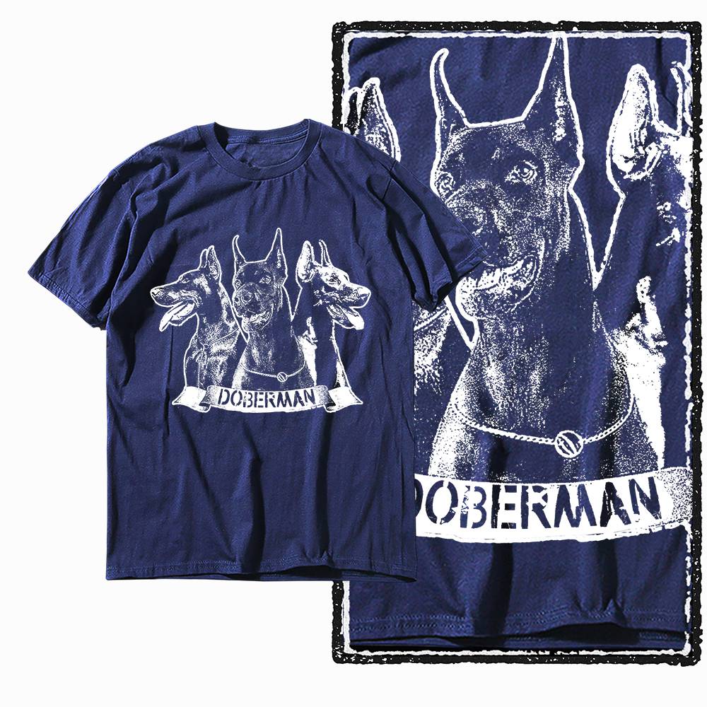 G59 NAVY Big Size 100% Cotton Dog Printed Men's T-shirt | Streetwear Cool Vintage O-neck Men's Tee Tshirt