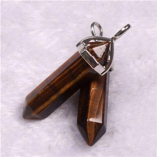 Hexagonal Agate Bullet Quartz Crystal Pendant Necklace