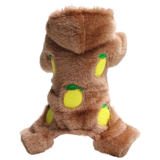 Привлекательный костюм для домашнего животного с нежной окантовкой из кораллового флиса с лимонным узором, куртка для собаки, пальто