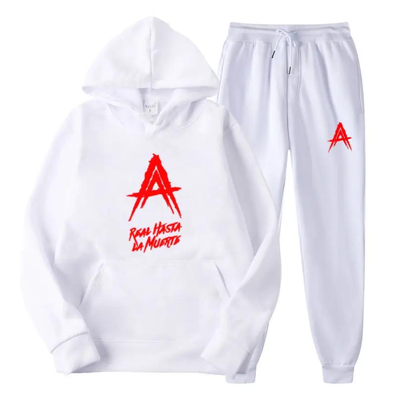 Мужской спортивный костюм Anuel AA Album Real Hasta La Muerte, повседневный комплект из 2 предметов, толстовка, спортивные штаны с капюшоном, комплект верхней одежды, женская одежда