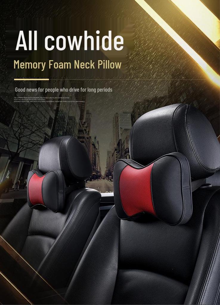 Customizable Genuine Leather Car Seat Neck and Backrest Pillow