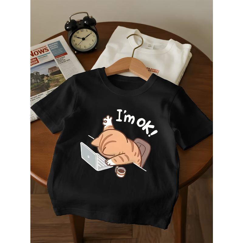 European sizes Girls' Trendy Print Round-Neck T-Shirt, Easy And Casual Short Sleeves, Perfect for Everyday Wear at Home And Outdoor Activities