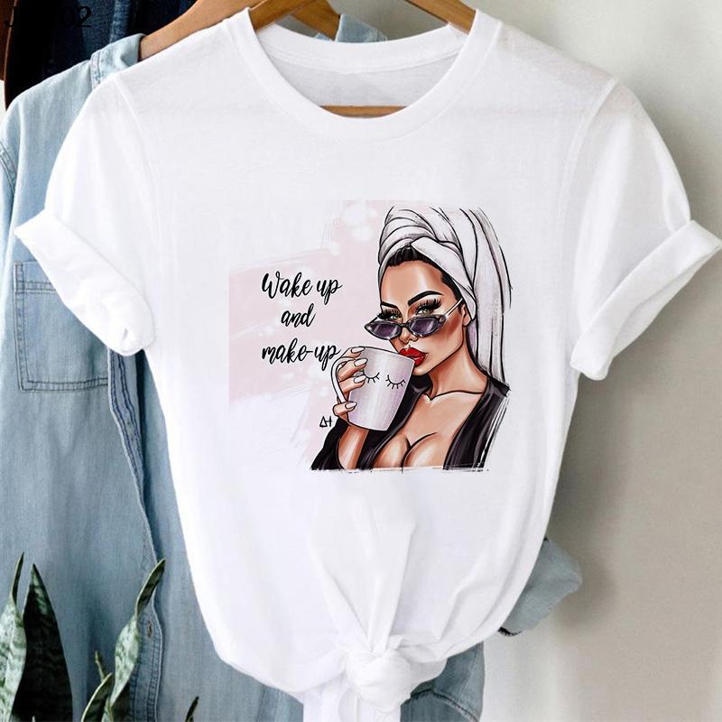 New Harajuku Women's Coffee Sweet Girl Printed Female T Shirt Cartoon Short Sleeve Summer Ladies T-shirt Tops Tee Tshirt Clothes