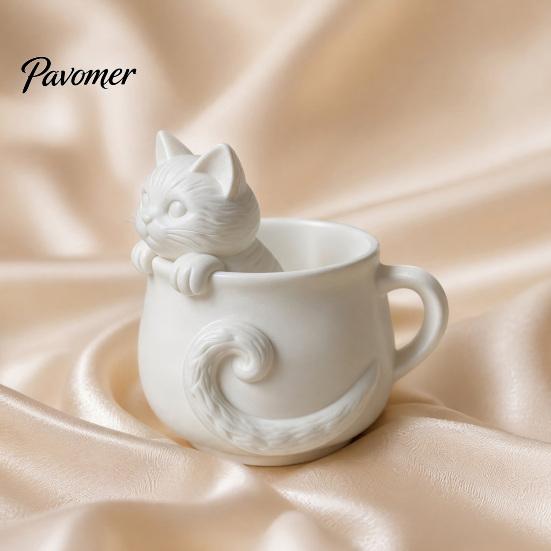 Универсальное украшение для дома, 3D-печатная кошачья чашка для чая, милая кофейная кружка, фигурка, белый орнамент-чашка, кружки, праздничный и подарочный вариант на день рождения для молочного чая