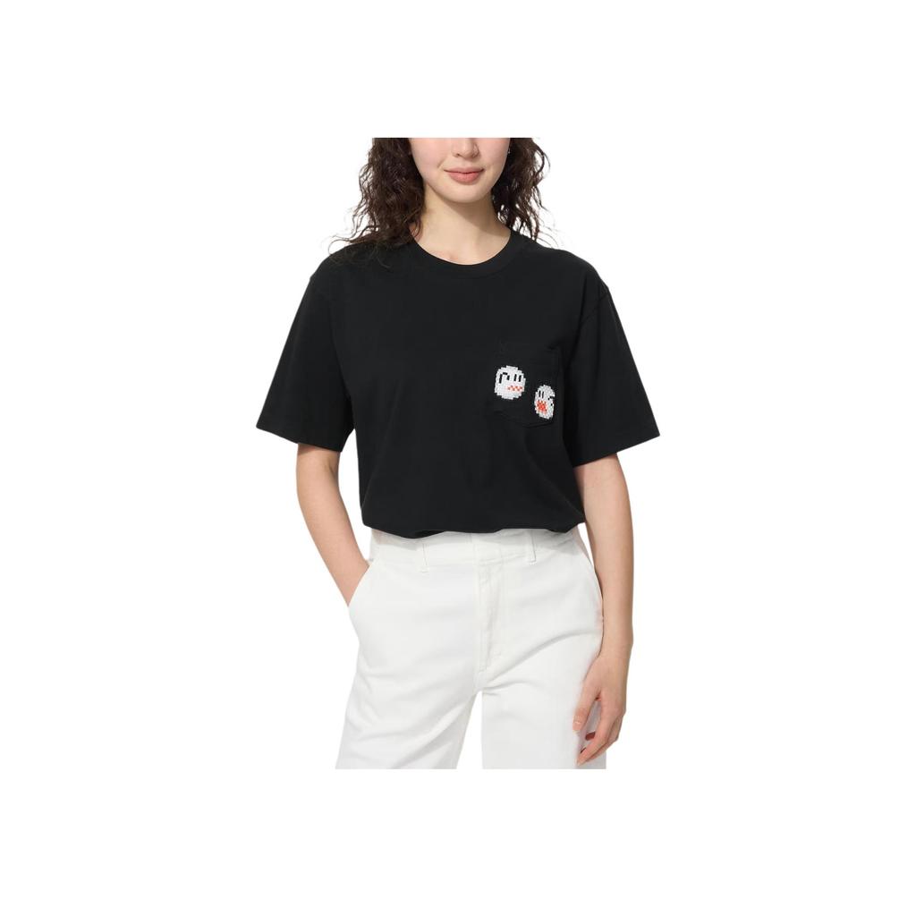 Uniqlo Свободная повседневная футболка с коротким рукавом Super Mario Collaboration с вышивкой с несколькими карманами на груди Мужская одежда 481024-09