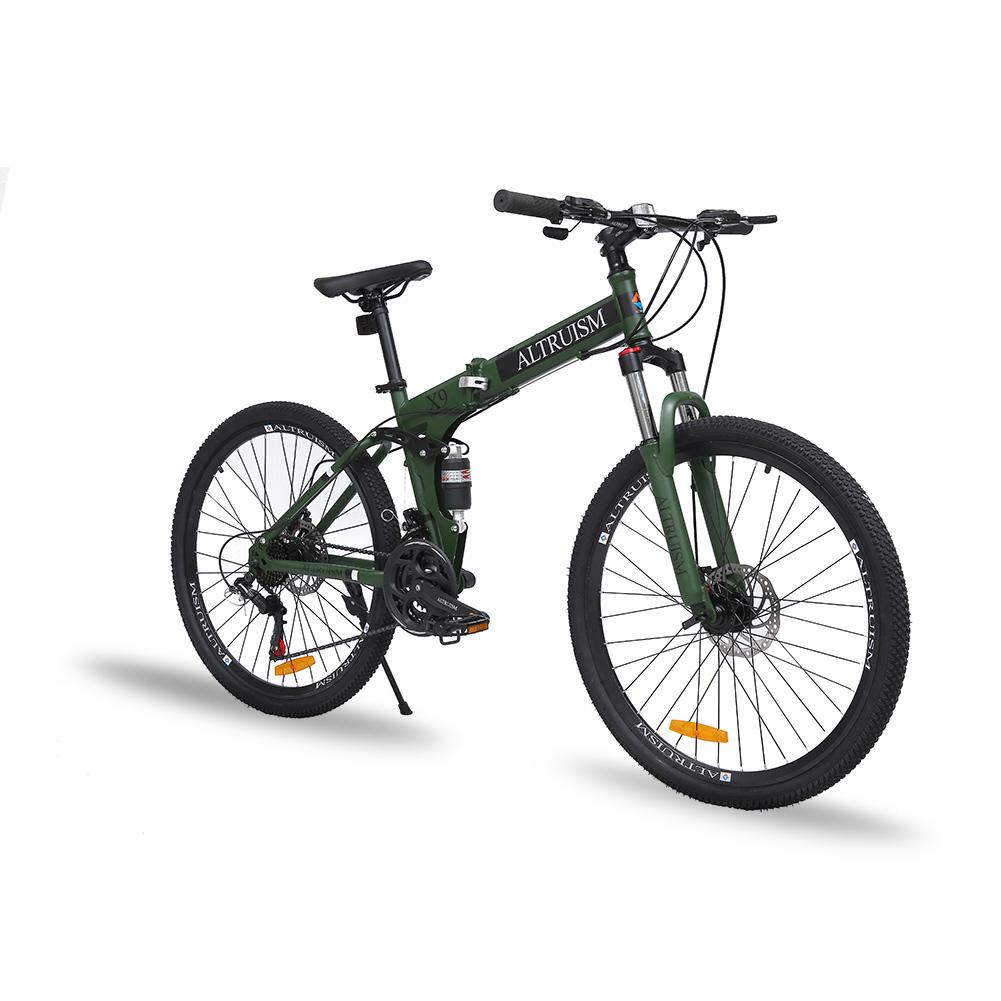 X9 21-Speed Professional Full Suspension Mountain Bike– 26” MTB with Dual Disc Brakes HeavyDuty Steel Frame for Ultimate Control