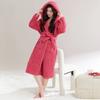 Pajamas Women's Winter Coral Fleece Thickened Warm Long Sexy Internet Red Wind Plush Nightgown Bathrobe Rose Red