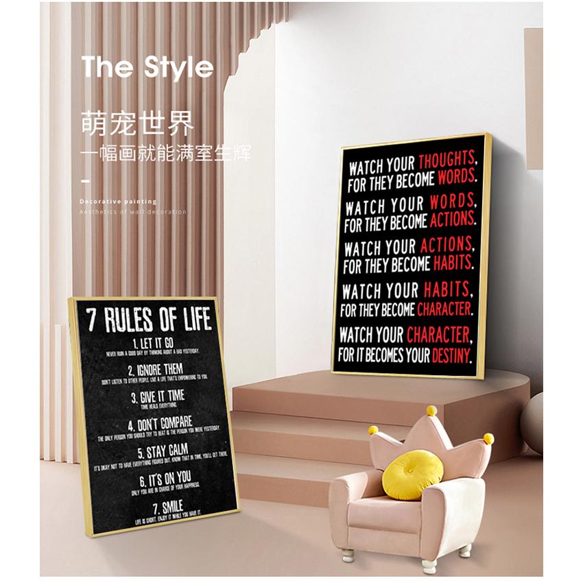 Картина для спальни, класса, домашнего офиса, 7 правил жизни, следите за своими мыслями, мотивационный плакат и печать на холсте