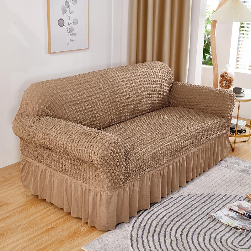 High Elastic Bubble Grid Sofa Cover 1/2/3/4 with Skirt Hem, All Season Universal Pet Anti Dirt