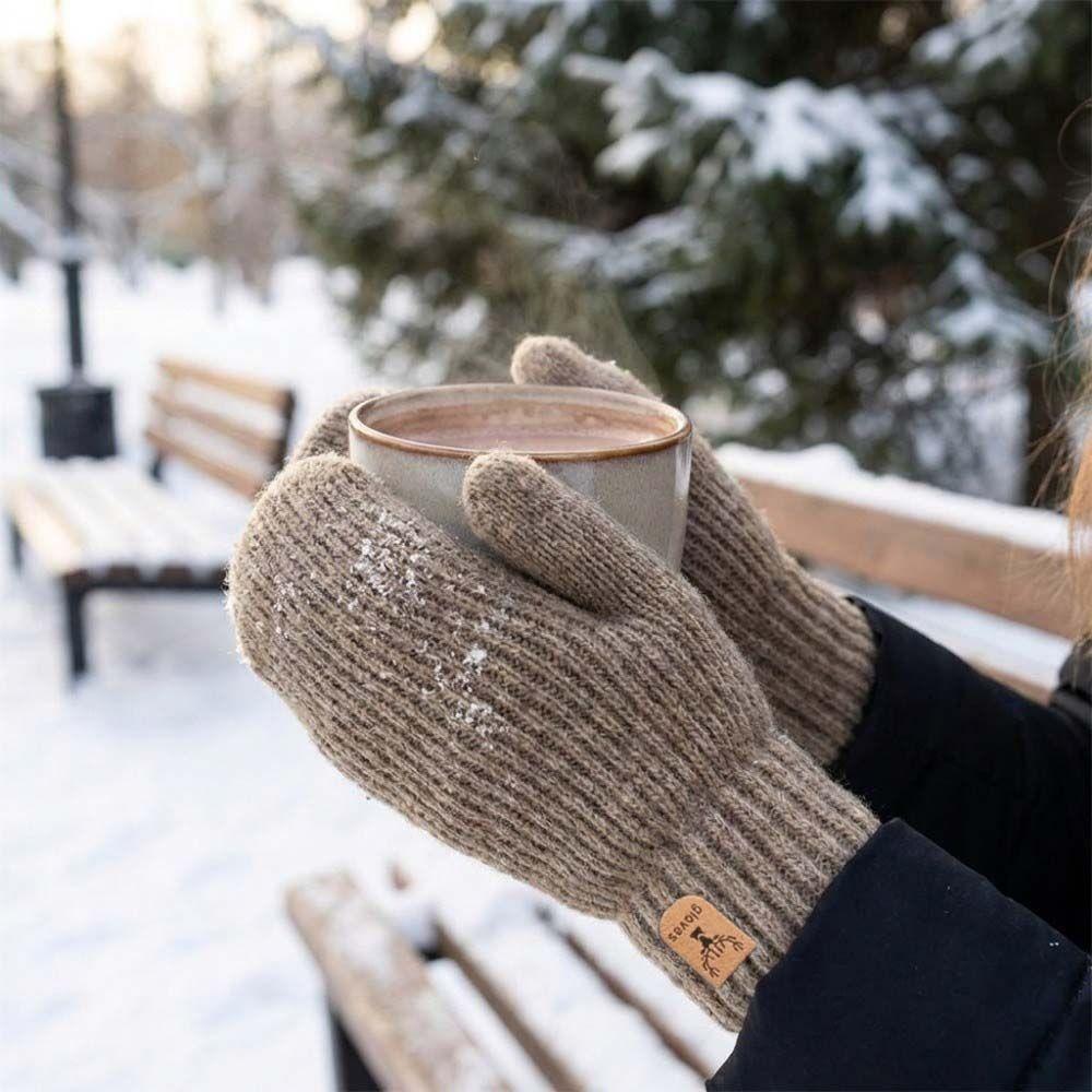 Thick Warm Gloves Warm Knit Mittens Suitable Double-Layer Mittens Winter