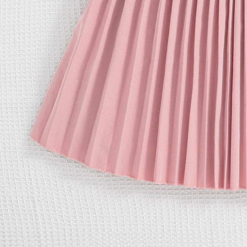 8-12Y Girls Dresses Pop Children's Summer New Foreign-style Fly Sleeve Dress Colour Temperament Pleated Skirt
