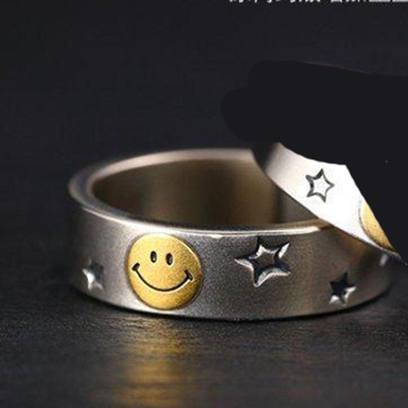 Кольцо с улыбающимся лицом, ретро, старая звезда, игральная карта, открывающееся, мужское и женское, нишевый дизайн, подарок для друзей