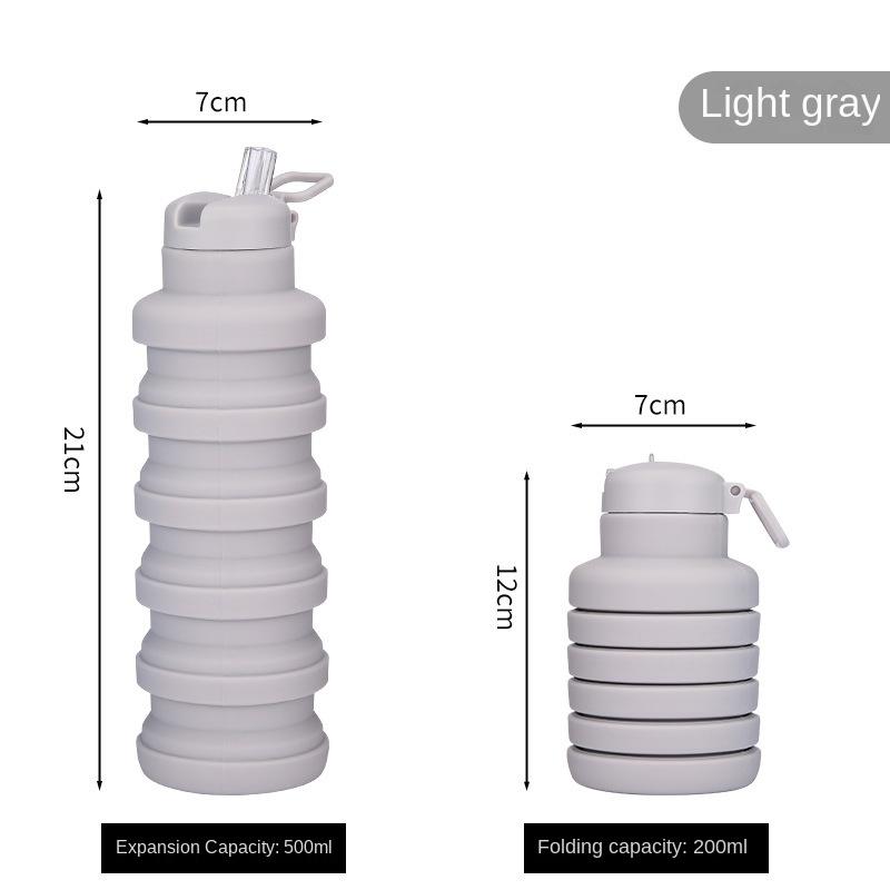 Silicone Athletic Bottle Outdoor Use Lightweight to Carry Handle Folding Bottle Retractable Water Bottle with Suction Nozzle