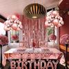 Kit Décoration Anniversaire - iZoeL - Fille - 24 Ballons Rose - Guirlande Happy Birthday - Nappe Or Rose