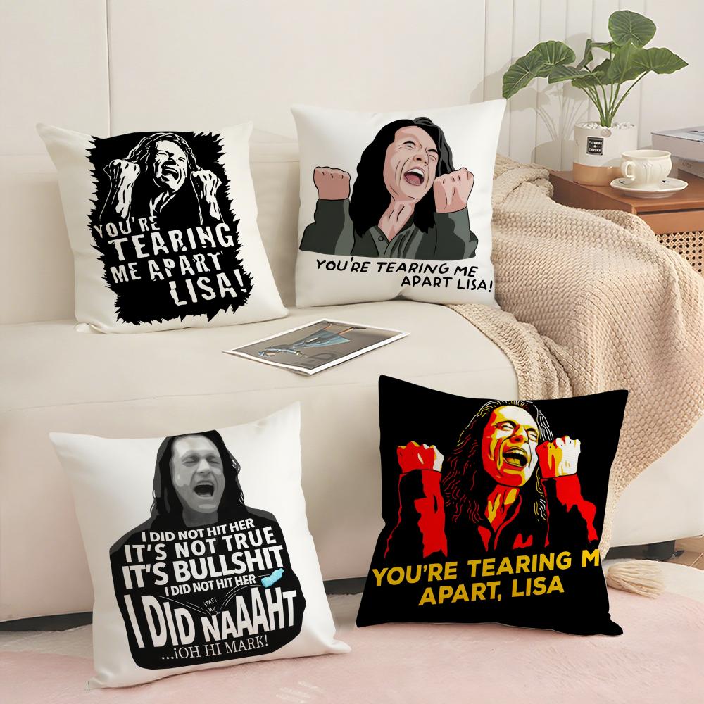 The Room TTommy Wiseau Cushion Cover Breathable Linen Pillow Cover SkinFriendly Home Decor Pillowcase with Hidden Zipper