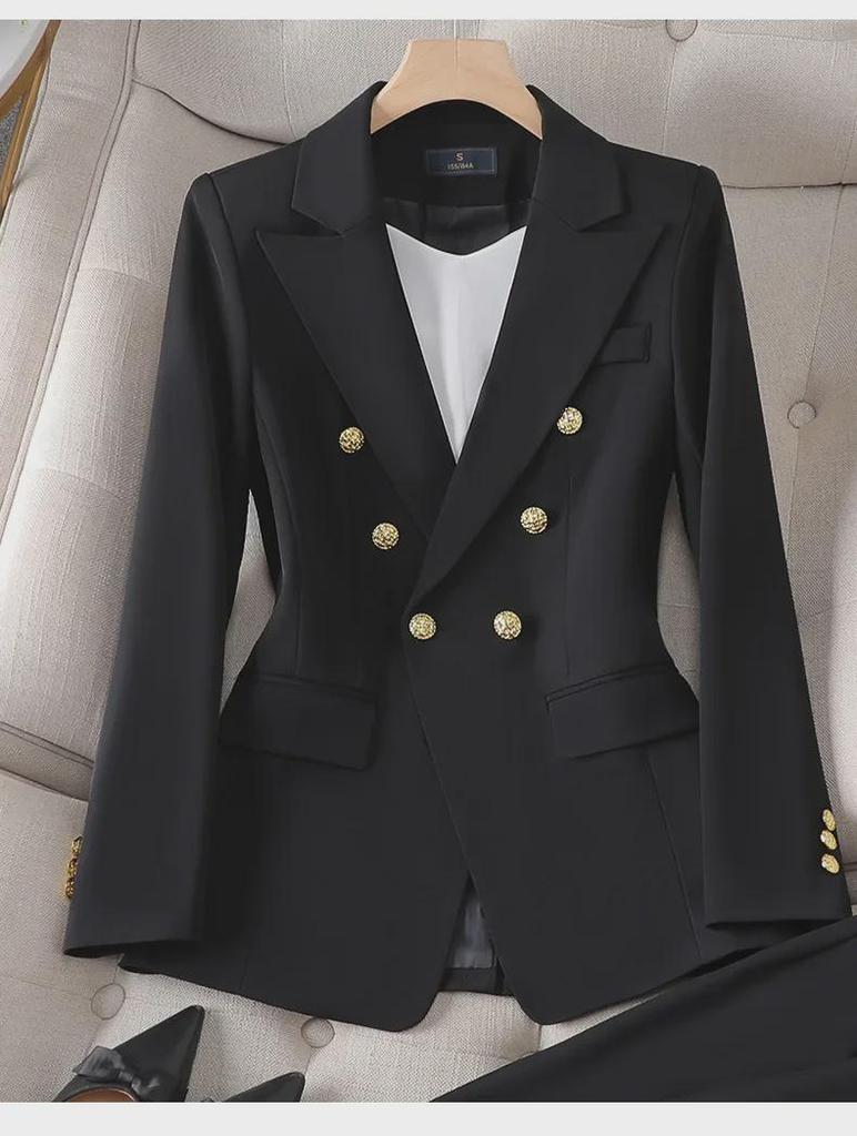 European & American Fashion Slim Suit Jacket with Metal Lion Head Buckle