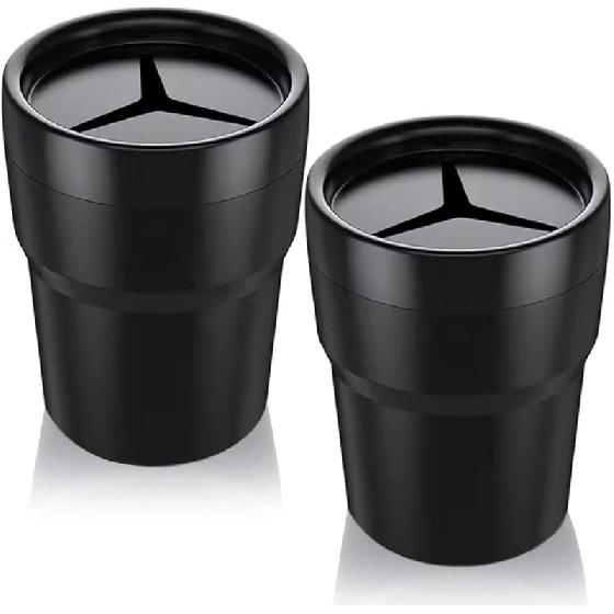 FIOTOK Car Trash Can With Lid, Mini Auto Garbage Can Leakproof Vehicle Trash Bin Fits Cup Holder In Console Or Door For Automotive Car, Home, Office,