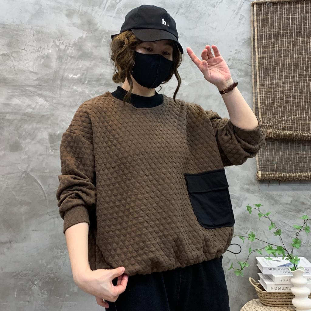 Dimanaf Новинка 2024 года, женские толстовки и свитшоты с длинным рукавом, свободные, клетчатые, повседневные, с круглым вырезом, осенние базовые топы, футболки, новые пуловеры