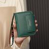 Женский кошелек с защитой от RFID, большая вместимость, держатель для кредитных карт, кошелек на молнии для монет, короткий кошелек, органайзер на множество карт, ремешок на запястье
