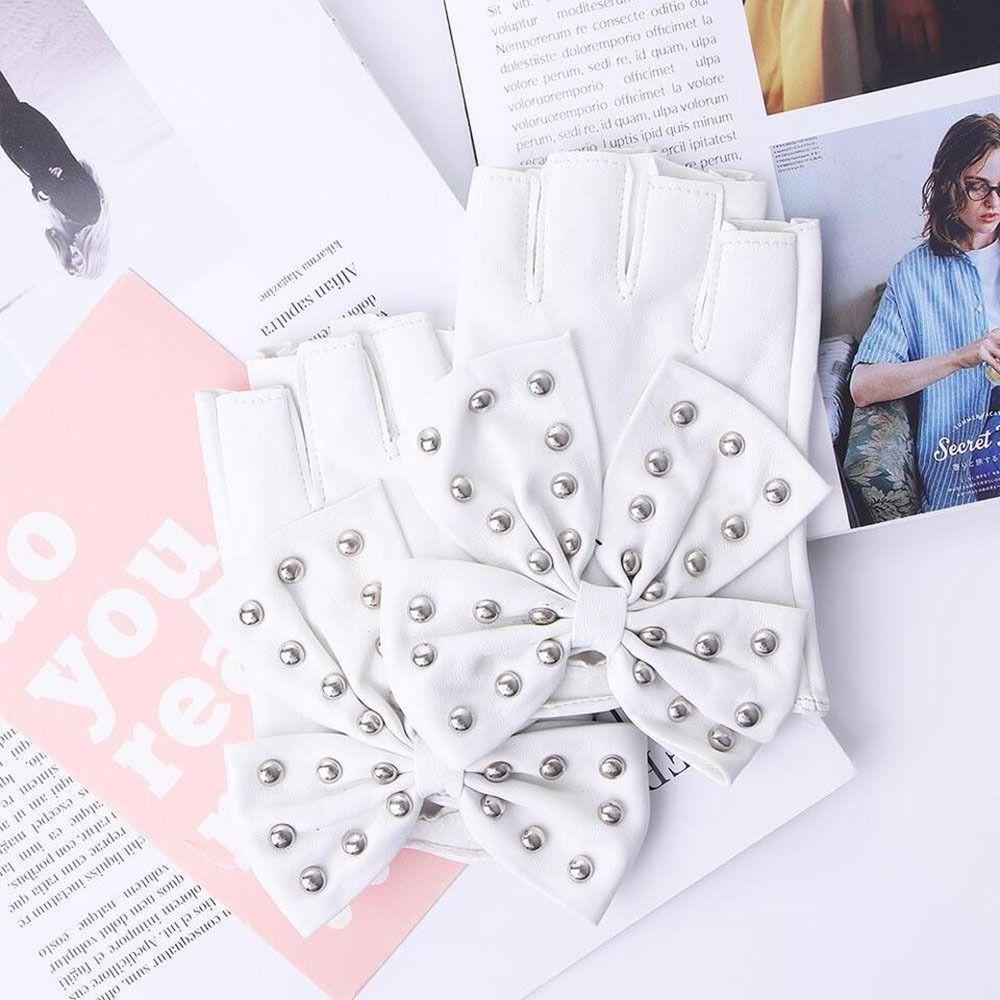 Перчатки для танцев с большим бантом, перчатки для уличных танцев, женские перчатки, модные перчатки без пальцев