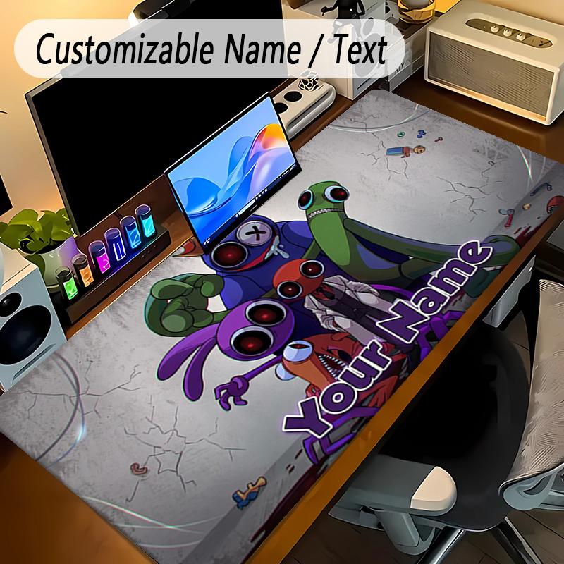 Large Mouse PadRainbow Friends Custom Name Text Personalized Desk Mat Non Slip Gaming Pad