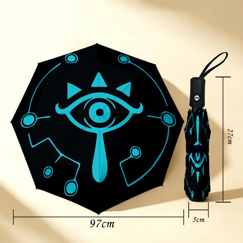 Eye Symbol 8 Ribs 3Fold Black Glue Uv Protection Umbrella Sun Protection Rainproof Compact Folding Umbrella For Travel Daily Use C92325