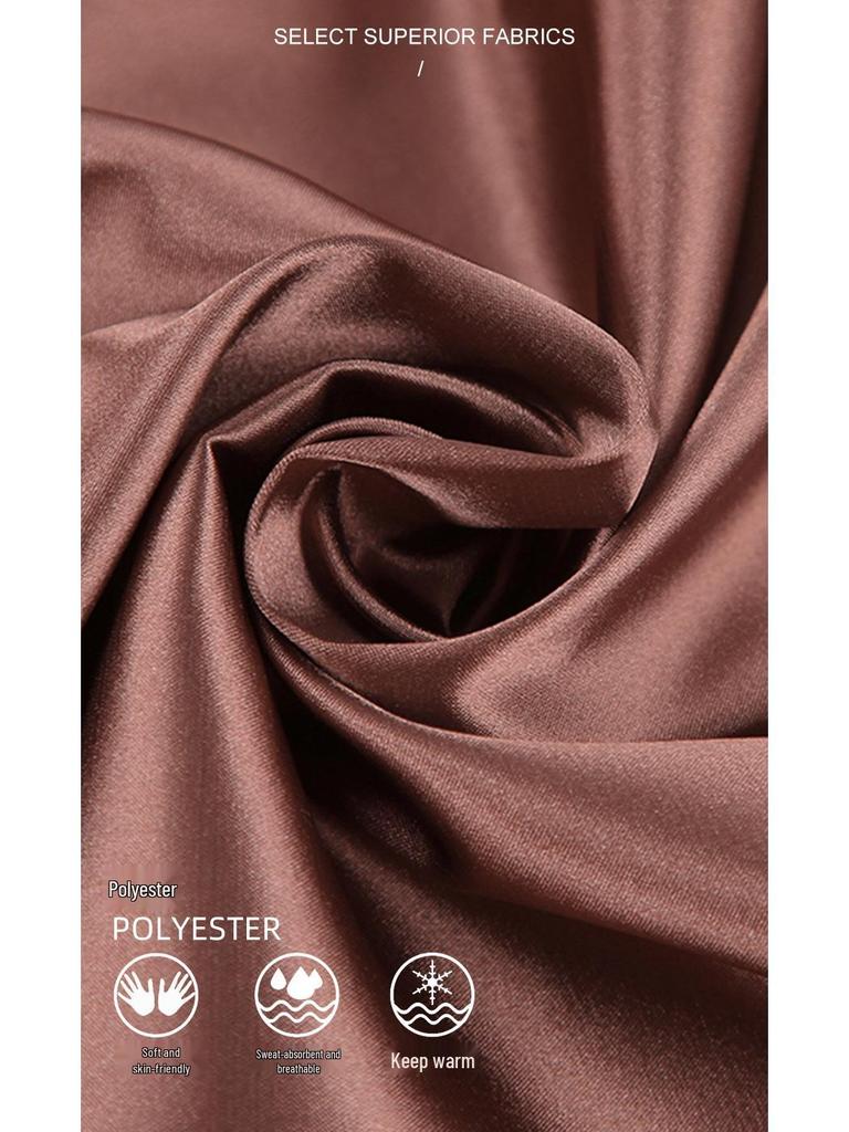 Весенняя юбка миди из коричневого сатина в стиле ретро для женщин - Европейская и американская офисная мода