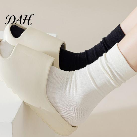 Casual College Style Socks Crew for Women, Solid Color Mid-calf Socks, Non-binding Soft Elastic Ankle Daily Yoga And Sports, Comfortable Breathable