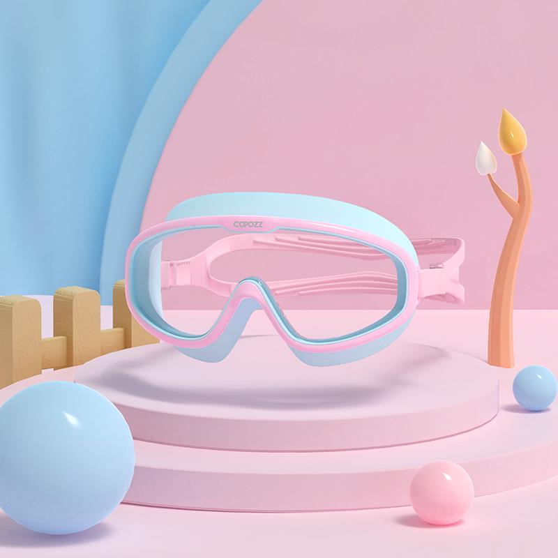Детские очки для плавания, водонепроницаемые, регулируемые, силиконовые, детские очки для плавания, с защитой от запотевания и ультрафиолета, большая оправа с футляром