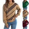 Women's Casual Striped Round Neck Long Sleeve Pullover Sweater