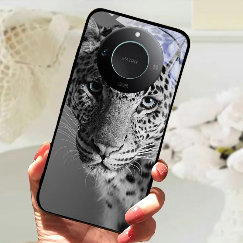 Для Honor X9C Умный Чехол-Крышка Модный Роскошный Крутые Животные Расписанный Fundas Для Honor X9C Умный Закаленное Стекло Задняя Панель Телефона