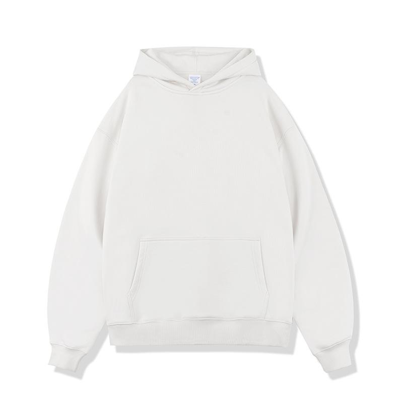 Autumn and Winter Solid Color Blank Plus Velvet Thickened 450g Hooded Sweatshirt Men Heavy Hoodie Men's Clothes