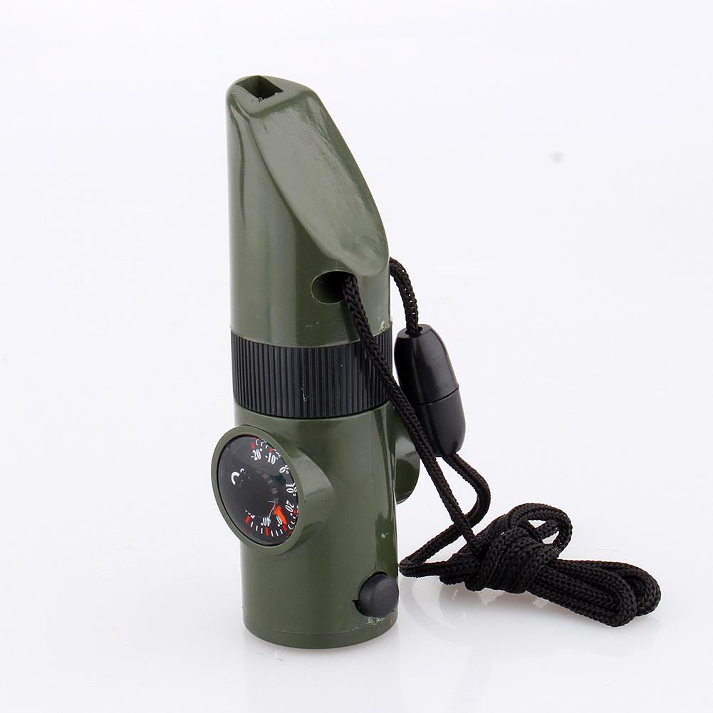 Свисток для кемпинга и выживания 7-в-1, Многофункциональный уличный инструмент со светодиодным фонариком, термометром, лупой, зеркалом, для пеших прогулок, охоты, экстренных ситуаций