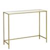 Console Table, Tempered Glass Table, Modern Sofa or Hall Table, Metal Frame, Solid Adjustable Legs, D