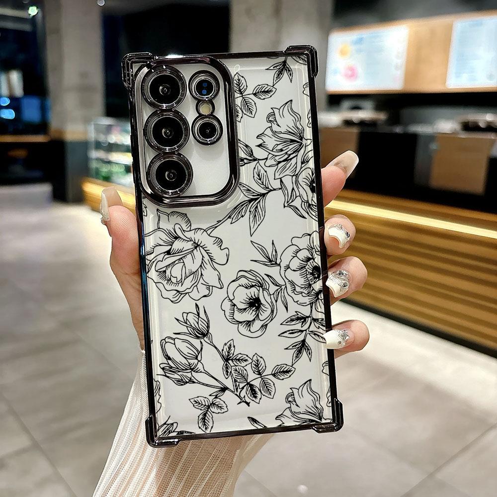 Красивые Цветы Лист Чехол Для Телефона Samsung S26Ultra Для Galaxy S25 FE S26 S24 S23 S22 S21 Ultra S20 Plus 5G Прозрачный Чехол