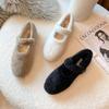 Fashion 2024 Winter Warm Women’s Plush Flat Shoes Korean Style Mary Jane Ladies Casual Boat Shoes Outdoor Work Shoes