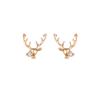 925 Silver Elk Antler Stud Earrings - Simple, Versatile Christmas Jewelry for Girls in Mori Style.