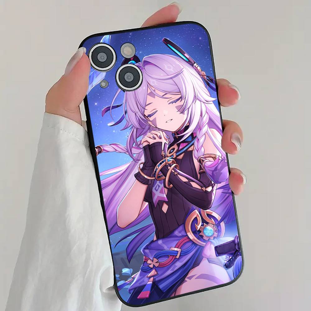 Anime Game G-Genshin I-Impact Characters Phone Case Cool Black Silicone Soft For IPhone 16 15 14 13 12 11 X XR Plus Pro Max Plu