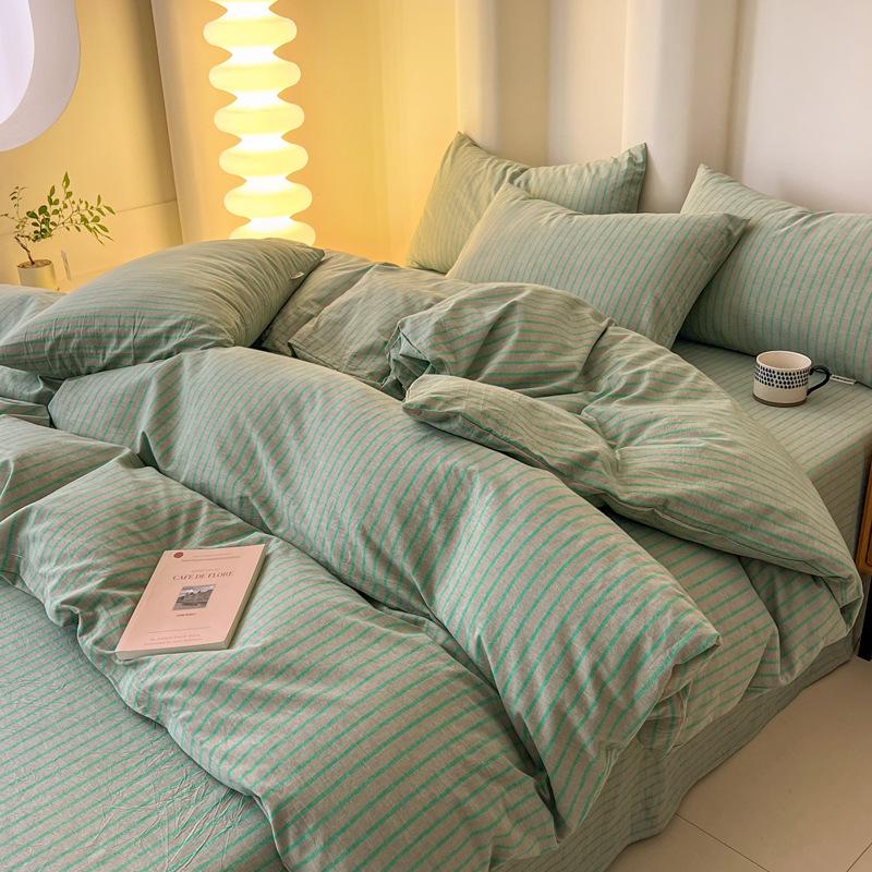 Хлопковая простыня Пододеяльник Спальня Двухъярусная кровать Покрывало из чистого хлопка Простыня Постельный набор Простой стиль