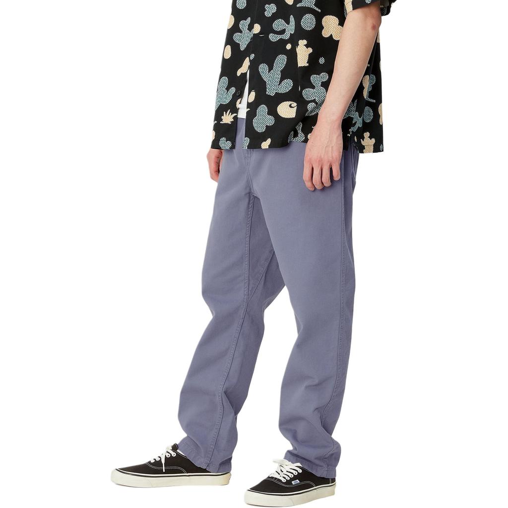 Carhartt WIP Брюки Flint SS24 - Твил Американский стиль Молния Квадратная этикетка Сужающиеся Длинные Повседневные брюки Мужские брюки Цвет Морской волны I029919-1YD-GD
